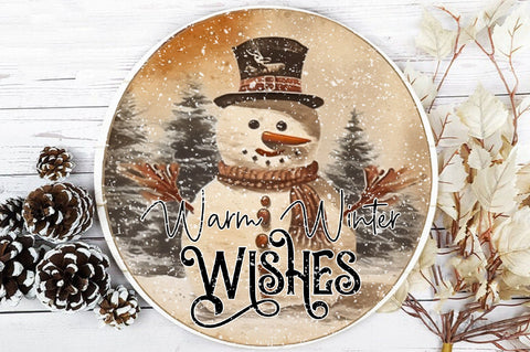 Warm Winter Wishes Snowman Round Sublimation Sublimation Jagonath Roy 