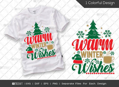 Warm Winter Wishes SVG Cut File | Santa Hat Svg | Christmas Tree Svg | Winter Svg | Christmas Coffee Svg | Merry Christmas Svg | Christmas T-shirt Design SVG ETC Craft 