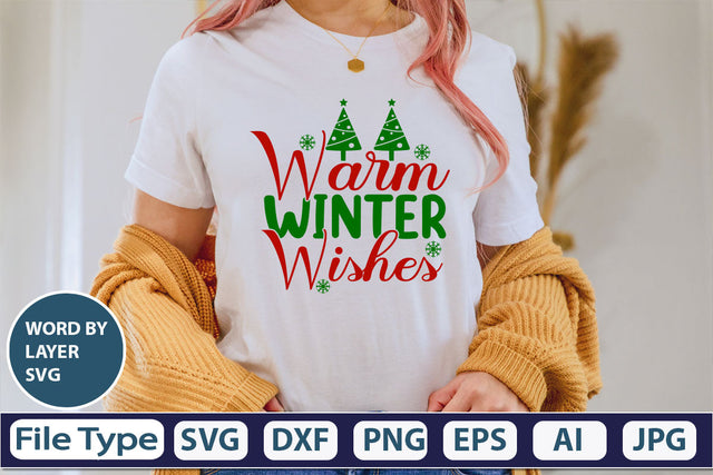 Warm Winter Wishes SVG Cut File SVG DesignPlante 503 