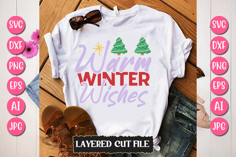 Warm Winter Wishes SVG Cut File SVG Newmockups 