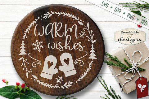 Warm Wishes - Mittens - Wreath - SVG SVG Ewe-N-Me Designs 