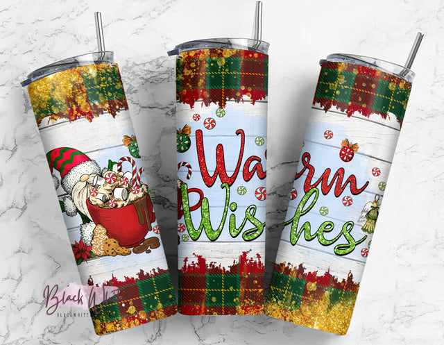 Warm Wishes Tumbler Png Sublimation Design, 20oz Skinny Tumbler Png, Merry Christmas Png, Glitter Christmas Tumbler Png Digital Download Sublimation CaldwellArt 