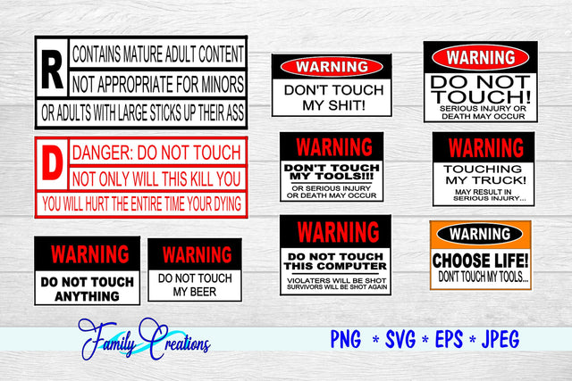 Warning Bundle SVG Family Creations 