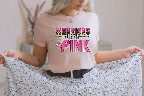 Warriors Wear Pink | Breast Cancer Awareness PNG Sublimation CraftLabSVG 