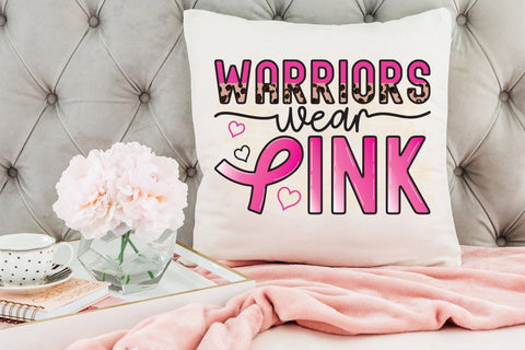 Warriors Wear Pink | Breast Cancer Awareness PNG Sublimation CraftLabSVG 