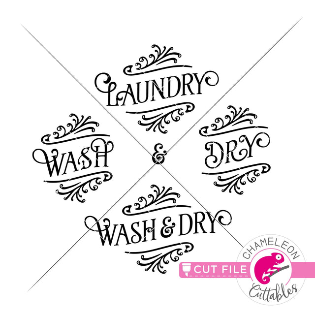 Wash and Dry Laundry room svg png dxf SVG Chameleon Cuttables 