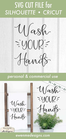 Wash Your Hands - Bathroom - SVG SVG Ewe-N-Me Designs 