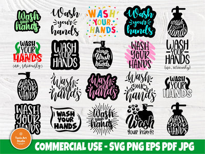 Wash Your Hands SVG Bundle, Bathroom Svg Quotes SVG TonisArtStudio 