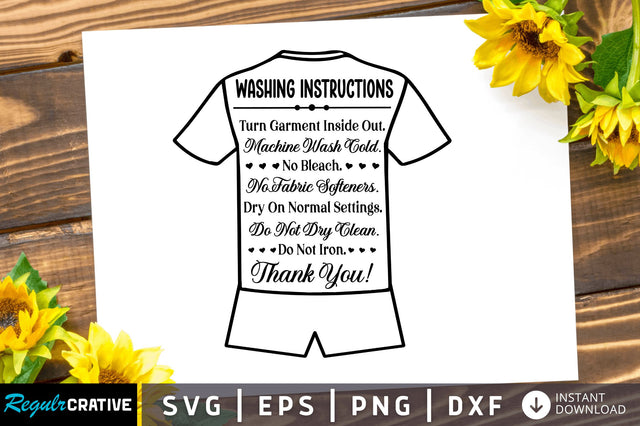 Washing instructions turn garment SVG Design SVG Regulrcrative 
