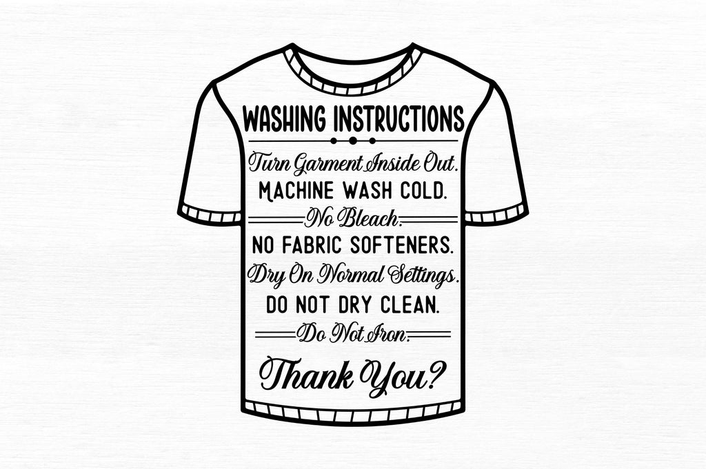 Washing instructions turn garment SVG - So Fontsy