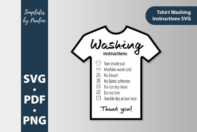 Washing shirt care instruction cards SVG sticker SVG Templates by Pauline 