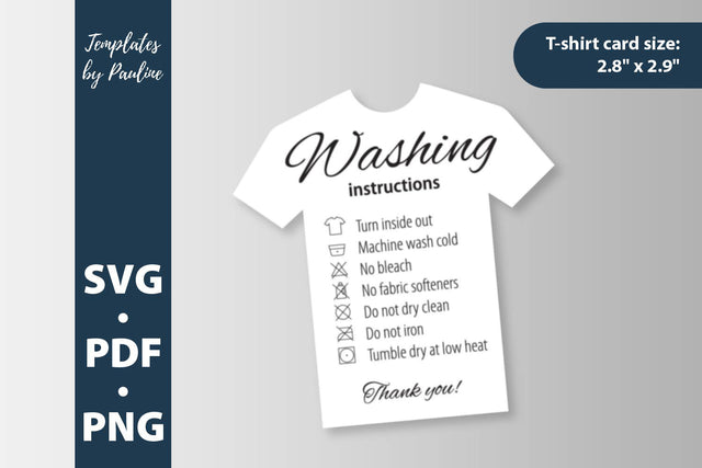 Washing T shirt care instruction cards SVG sticker SVG Templates by Pauline 