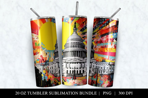 Washington Pop Art 20 oz Skinny Tumbler Sublimation Sublimation BijouBay 