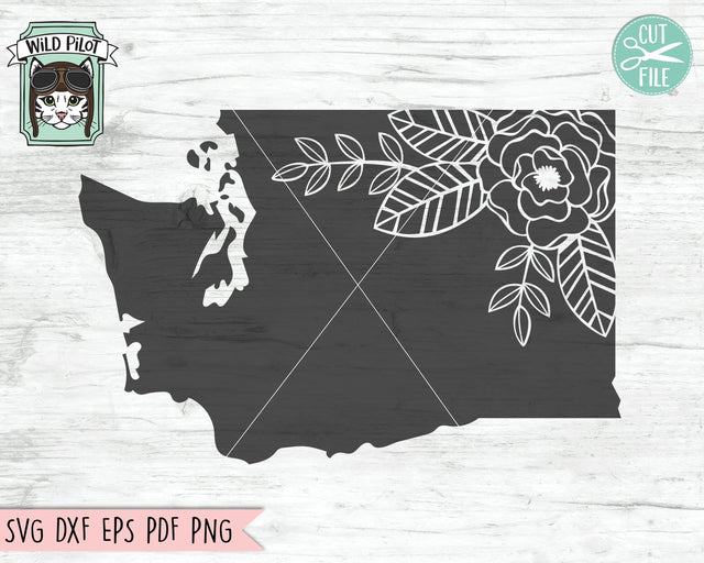 Washington State Floral Silhouette SVG Cut File SVG Wild Pilot 
