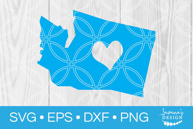 Washington State with Heart SVG SavanasDesign 