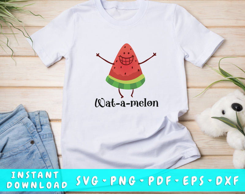Wat-a-melon SVG, Funny Watermelon SVG, Funny Summer SVG, Watermelon SVG For Kids SVG HappyDesignStudio 