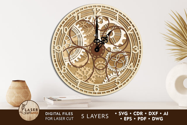 WATCH Multilayer Laser Cut Files, Mandala, Round Sign SVG, 3D Designs SVG LaserCutano 