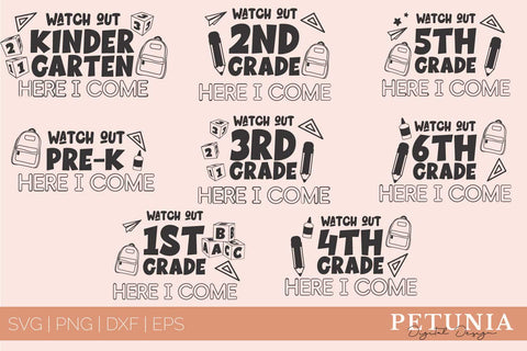 WATCH OUT GRADE SVG | BACK TO SCHOOL SVG BUNDLE 8 DESIGNS SVG Petunia Digital Design 