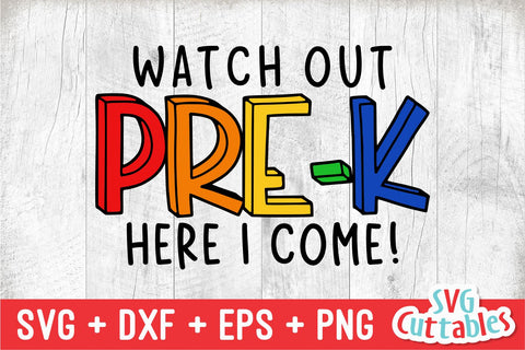 Watch Out Pre-K svg - Pre-K Cut File - Back To School svg - dxf - eps - png - Cut File - Silhouette - Cricut - Digital File SVG Svg Cuttables 