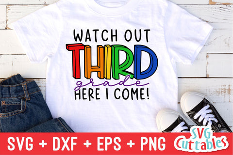 Watch Out Third Grade svg - 3rd Grade Cut File - Back To School svg - dxf - eps - png - Cut File - Silhouette - Cricut - Digital Download SVG Svg Cuttables 