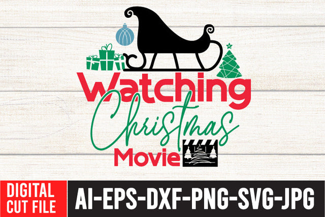Watching Christmas Movie SVG Design , Christmas SVG Bundle SVG BlackCatsMedia 