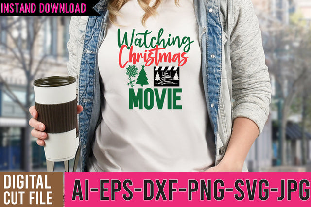 Watching Christmas Movie SVG Design , Watching Christmas Movie SVG Cut File SVG BlackCatsMedia 