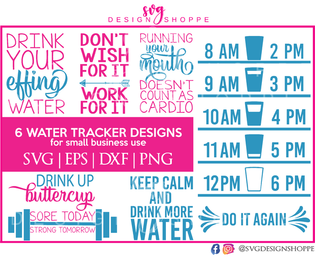 Water Bottle Tracker Bundle SVG SVG Design Shoppe 