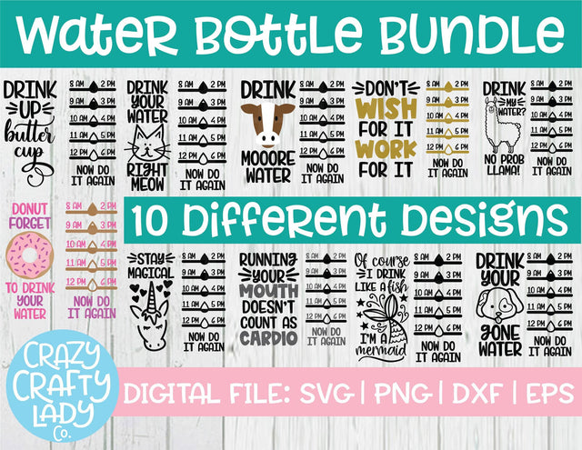 Water Bottle Tracker SVG Cut File Bundle SVG Crazy Crafty Lady Co. 
