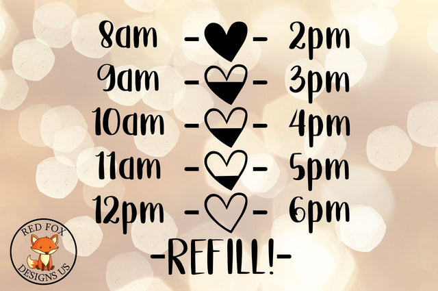 Water Bottle Tracker SVG DXF PNG Cut File SVG RedFoxDesignsUS 