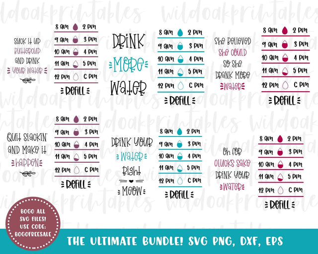 water bottle tracker svg, water tracker svg, cat water tracker svg, water bottle tracker clipart, drink your water svg, drink more water svg SVG WildOakSVG 