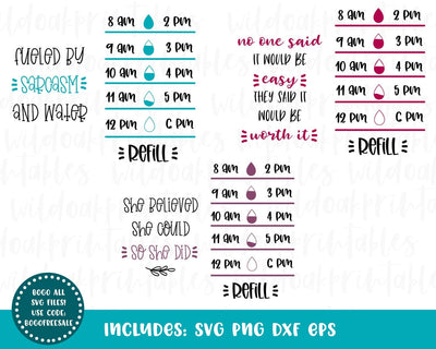 water bottle tracker svgs, water tracker svg, heart water tracker svg, water bottle tracker clipart, drink your water svg, SVG WildOakSVG 