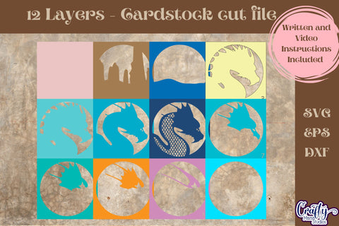 Water Dragon Svg Shadow Box, 3D Layered Fantasy Cut File SVG Crafty Mama Studios 