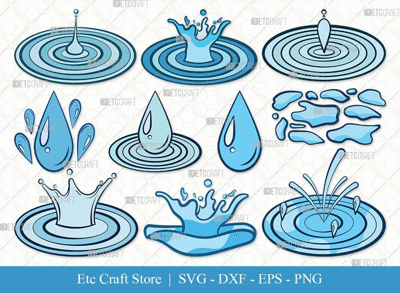 Water Droplets Clipart SVG Cut File | Droplets Svg | Drop Svg | Raindrop Svg | Bundle SVG ETC Craft 