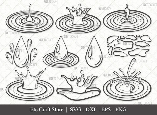 Water Droplets Outline SVG Cut File | Droplets Svg | Drop Svg | Raindrop Svg | Bundle SVG ETC Craft 