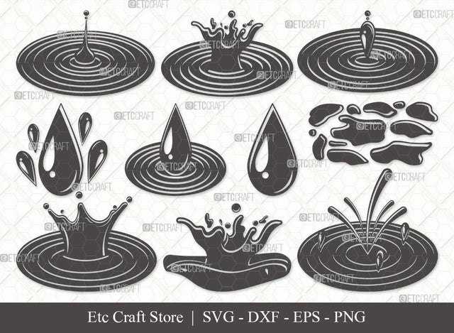 Water Droplets Silhouette SVG Cut File | Droplets Svg | Drop Svg | Raindrop Svg | Bundle SVG ETC Craft 