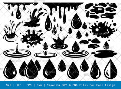 Water Droplets SVG, Water Silhouette, Raindrop Svg, Rain Svg, Splash Svg, Water drop Svg, Drop Symbols, Drip Svg, Water Bundle SVG ETC Craft 