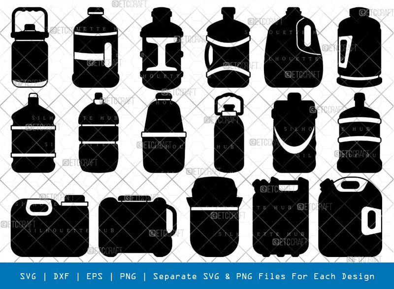 Water Gallon Silhouette, Water Gallon SVG, Water Bottle Svg, Water Jar Svg, Plastic Water Gallon Svg, Water Gallon Bundle, SB00879 SVG ETC Craft 