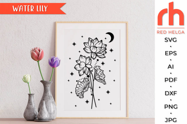 Water Lily SVG - Cancer Cut File SVG RedHelgaArt 