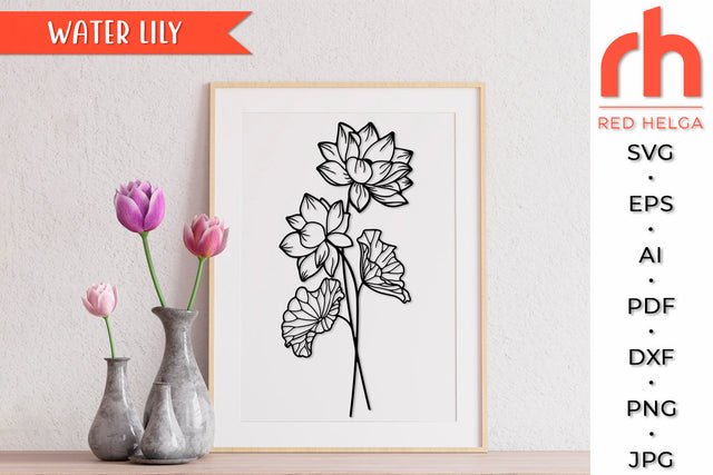 Water Lily SVG - Cancer Flower Cut File SVG RedHelgaArt 