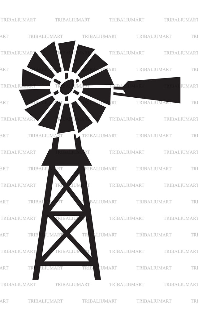 Water pumping windmill SVG TribaliumArtSF 