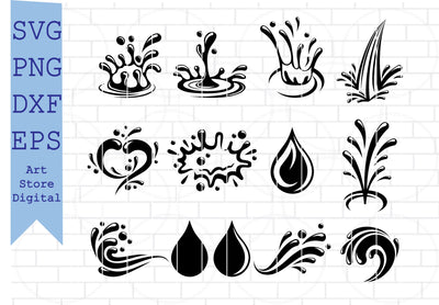 Water Splash Svg, Water Ripple Svg, Water Splash Cut Files, Water Splash Files for Cricut, Water Splash Clipart, Water Splash Png, Dxf, Eps SVG Artstoredigital 