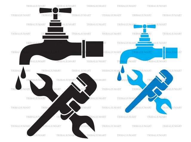 Water tap faucet and wrench SVG TribaliumArtSF 