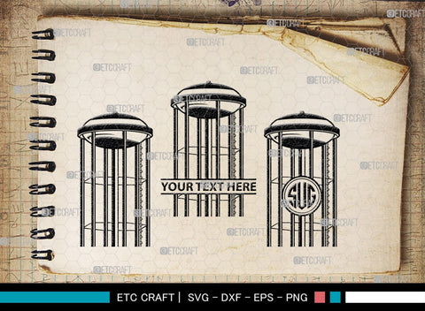 Water Tower Monogram, Water Tower Silhouette, Water Tower SVG, Gilbert Water Tower Svg, Farm Svg, Gruene Tower Svg, Water Svg, SB00447 SVG ETC Craft 