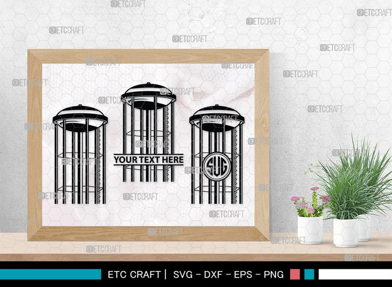 Water Tower Monogram, Water Tower Silhouette, Water Tower SVG, Gilbert ...