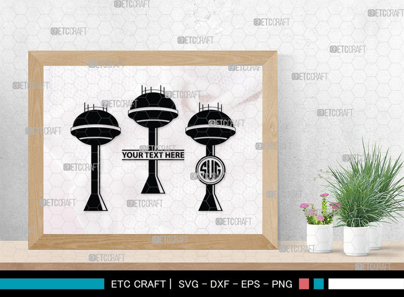 Water Tower Monogram, Water Tower Silhouette, Water Tower SVG, Gilbert ...