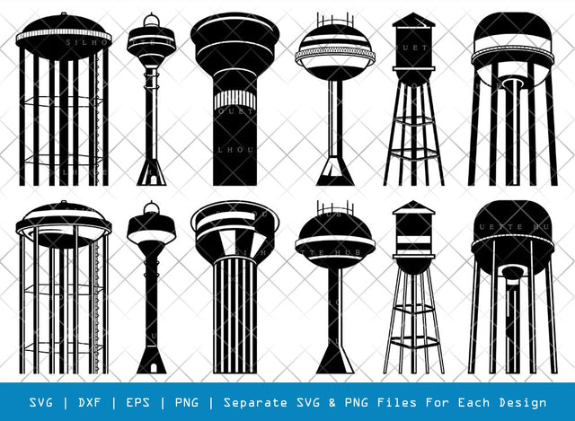 Water Tower SVG Cut Files | Water Tower Silhouette | Gilbert Water Tower Svg | Farm Svg | Gruene Tower Svg | Water Svg | Water Tower Bundle SVG ETC Craft 