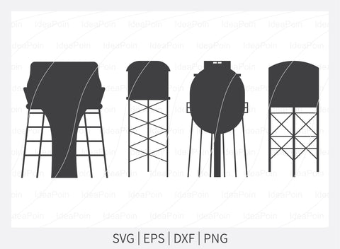 Water tower SVG, Water tower Silhouette, Water Tower Cut File, Water tower cutting files, printable design, Water Tower Clipart, Water Svg SVG Dinvect 