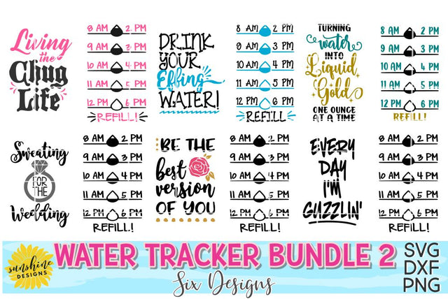 WATER TRACKER BUNDLE 2 - WATER BOTTLE MEASUREMENTS SVG Sunshine Designs
