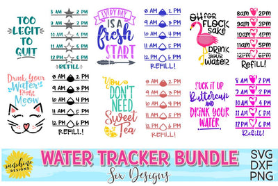 WATER TRACKER BUNDLE - WATER BOTTLE MEASUREMENTS SVG Sunshine Designs