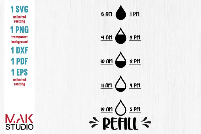 Water tracker svg, Water tracker svg file, Water tracker refill svg, Water tracker refill dxf, Water bottle fitness svg SVG MAKStudion 